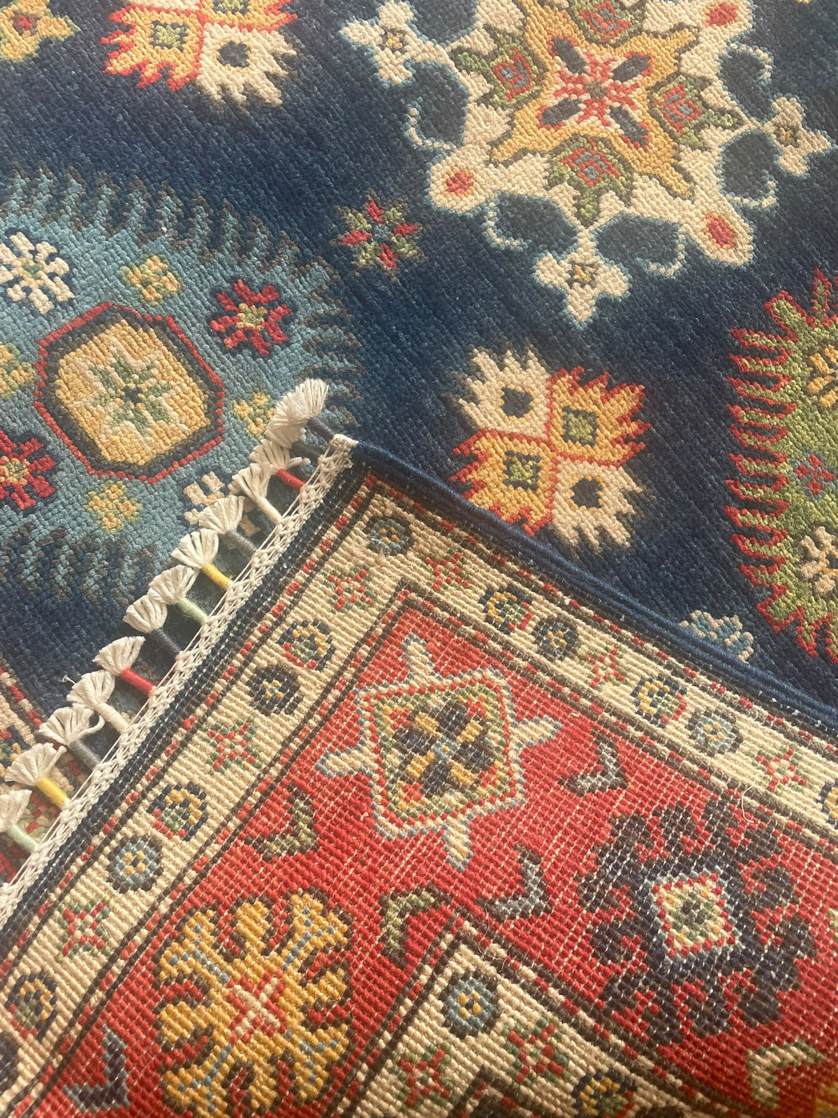 Medium Kazak Hand-Knotted Afghan Wool Rug 5529 180 x 121cm
