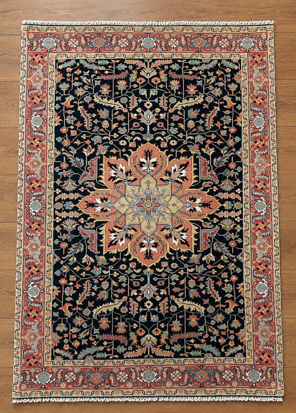 Traditional Hand-Knotted Indian Wool Rug 1685 182 x 126cm