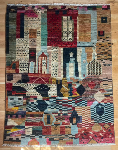 Zulai Hand Knotted Afghan Wool Rug 205 x 154cm 6163