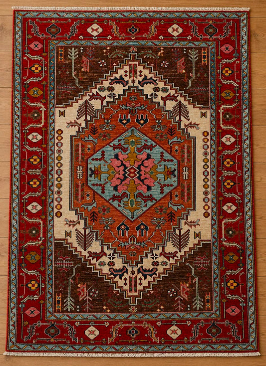 Antique Design AR-3 Hand-Knotted Afghan Wool Rug 3177 181 x 122cm