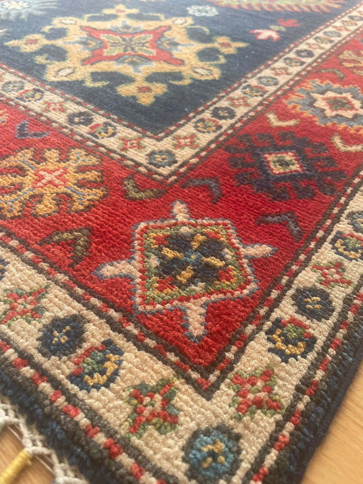 Medium Kazak Hand-Knotted Afghan Wool Rug 5529 180 x 121cm