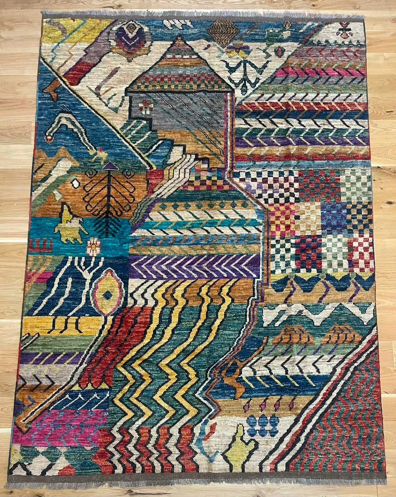 Zulai Hand Knotted Afghan Wool Rug 238 x 175cm 6164