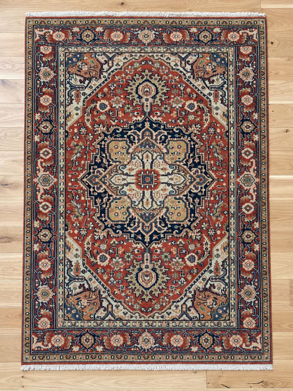 Heriz Design Hand Knotted Indian Wool Rug 181 x 127cm 1807