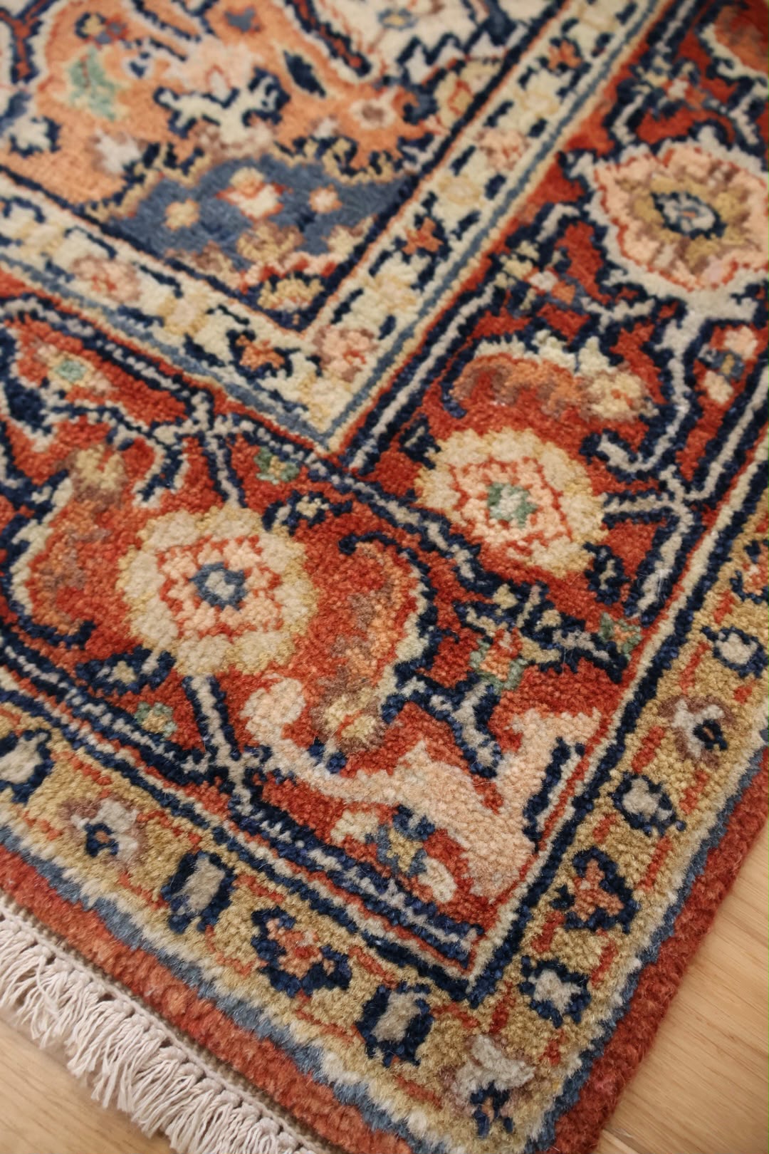 Heriz Design Hand Knotted Indian Wool Rug 181 x 127cm 1807