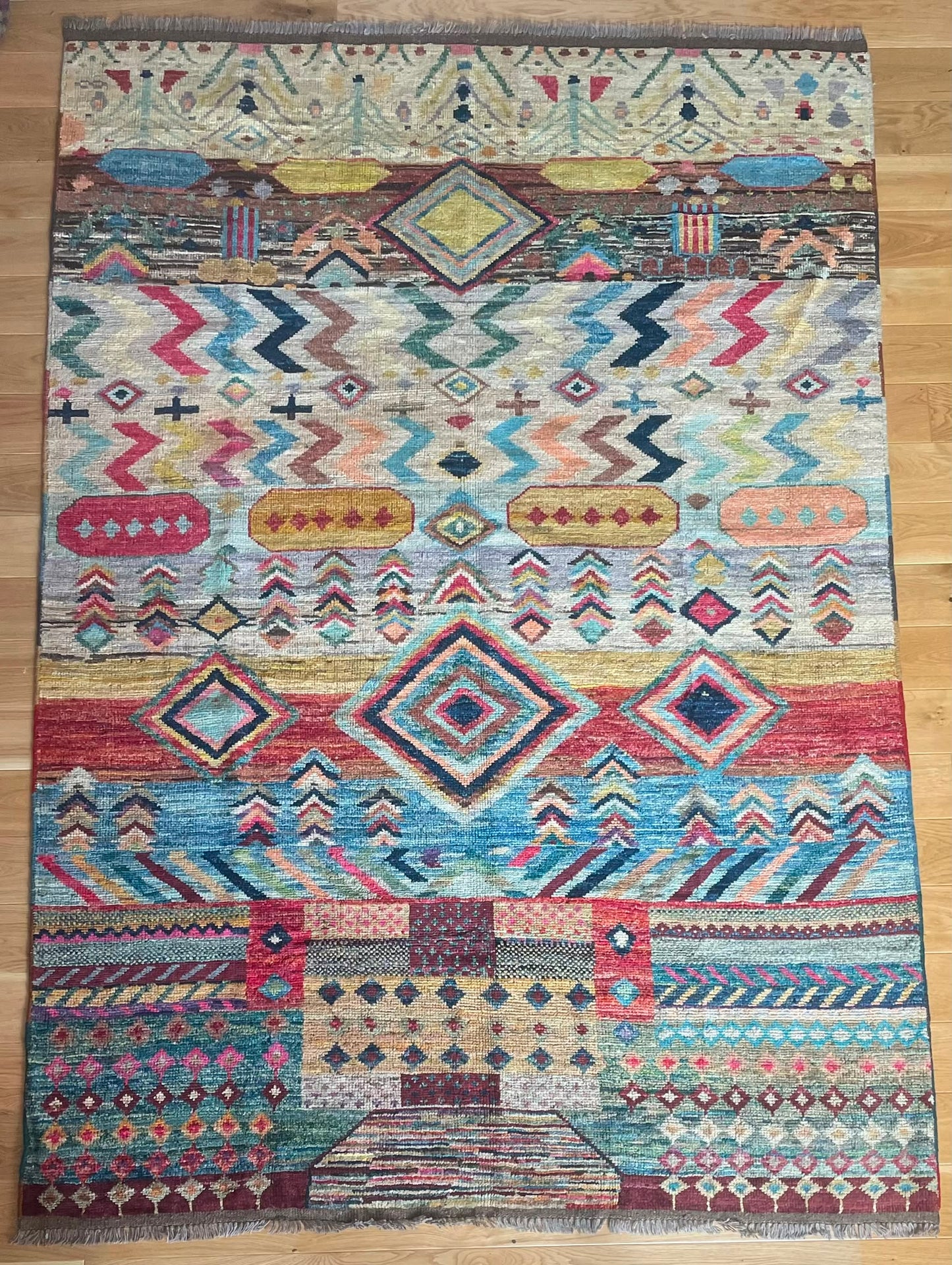 Zulai Hand Knotted Afghan Wool Rug 242 x 170cm 6162