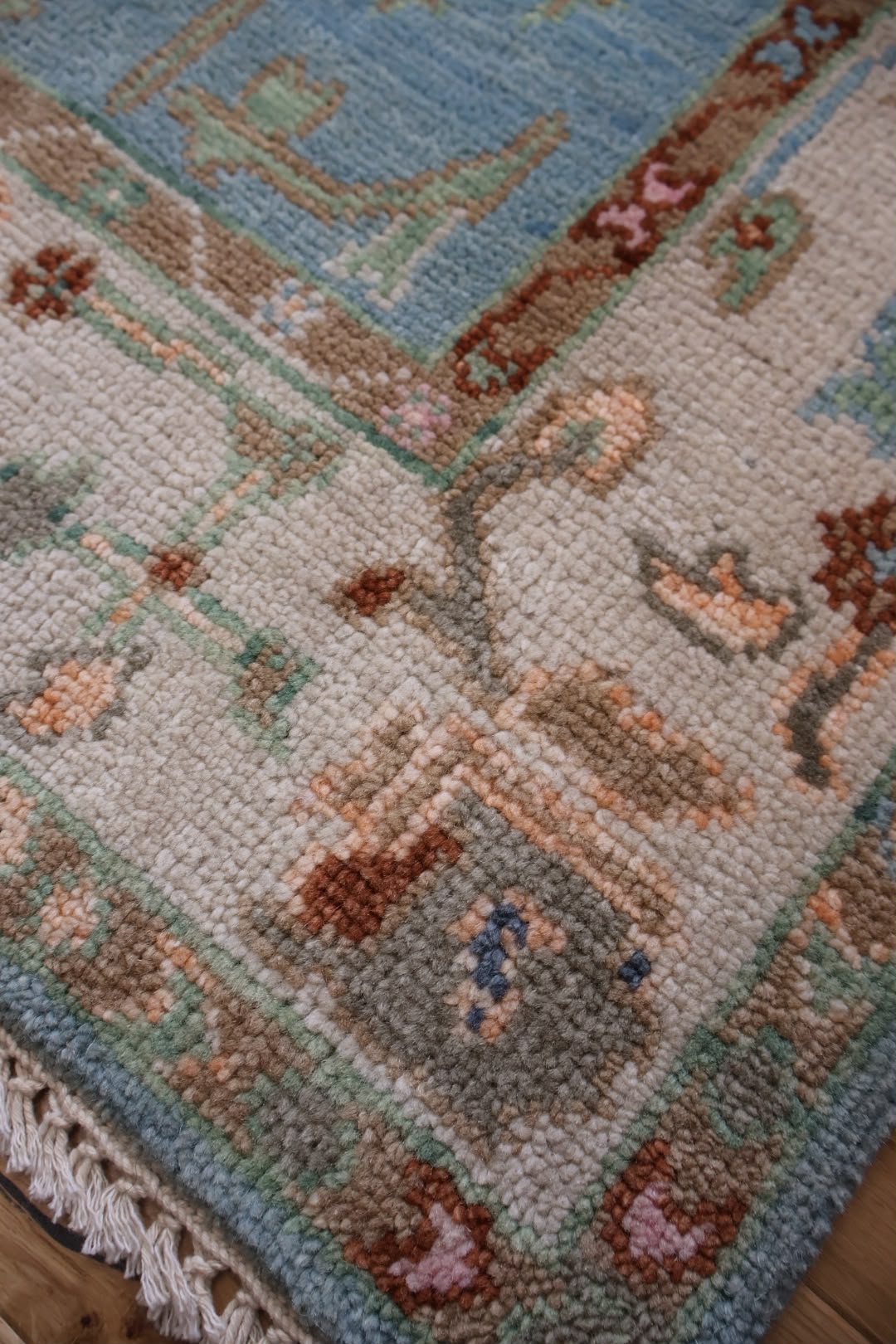 Oushak Hand Knotted Indian Wool Rug 182 x 119cm 2217