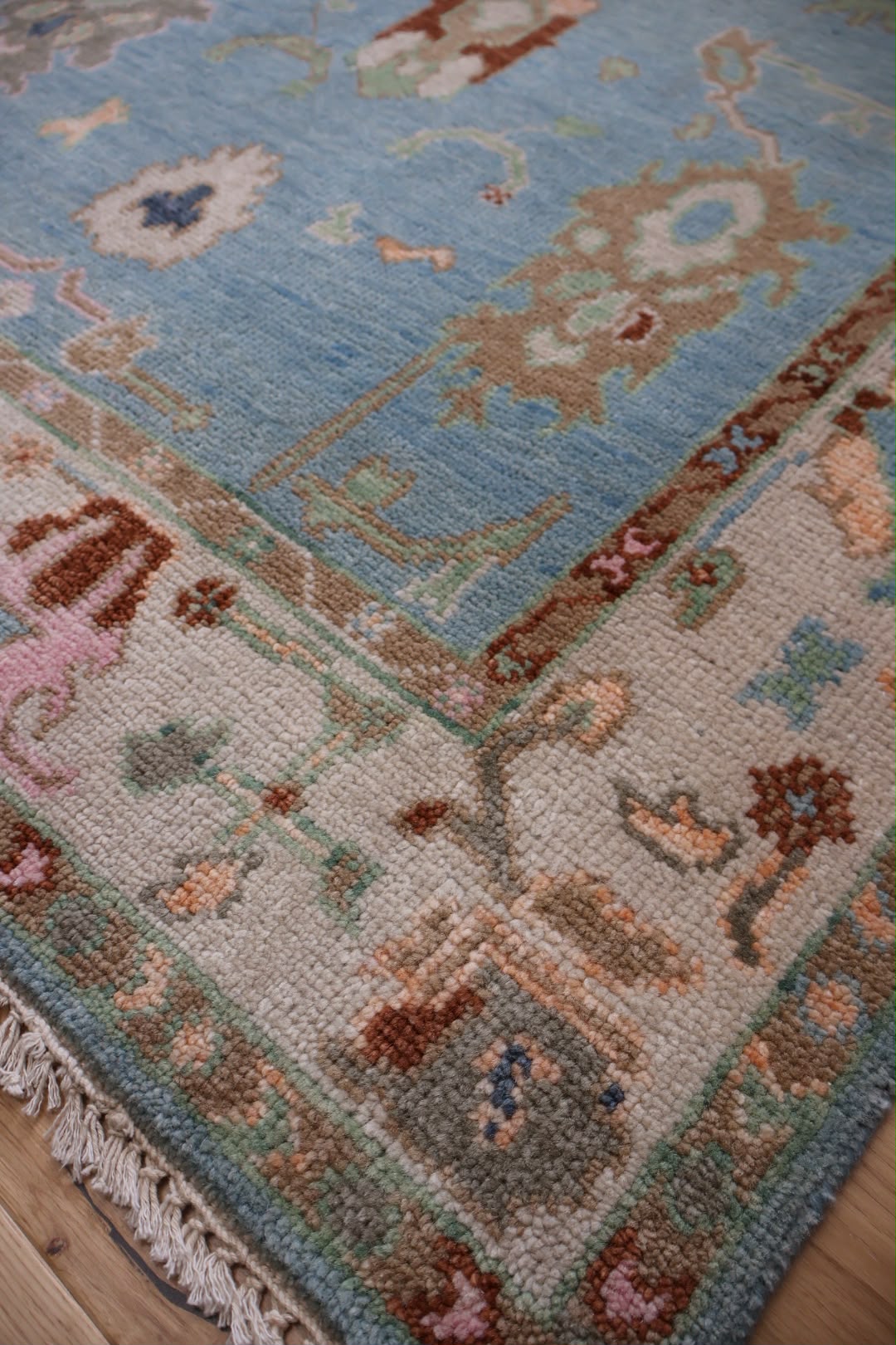 Oushak Hand Knotted Indian Wool Rug 182 x 119cm 2217