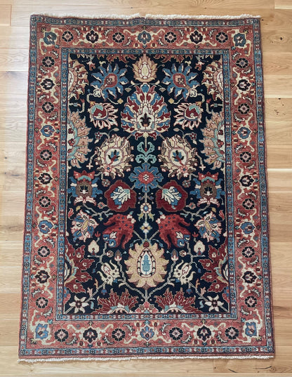 Traditional Hand-Knotted Indian Wool Rug 22 AA 178 x 124cm