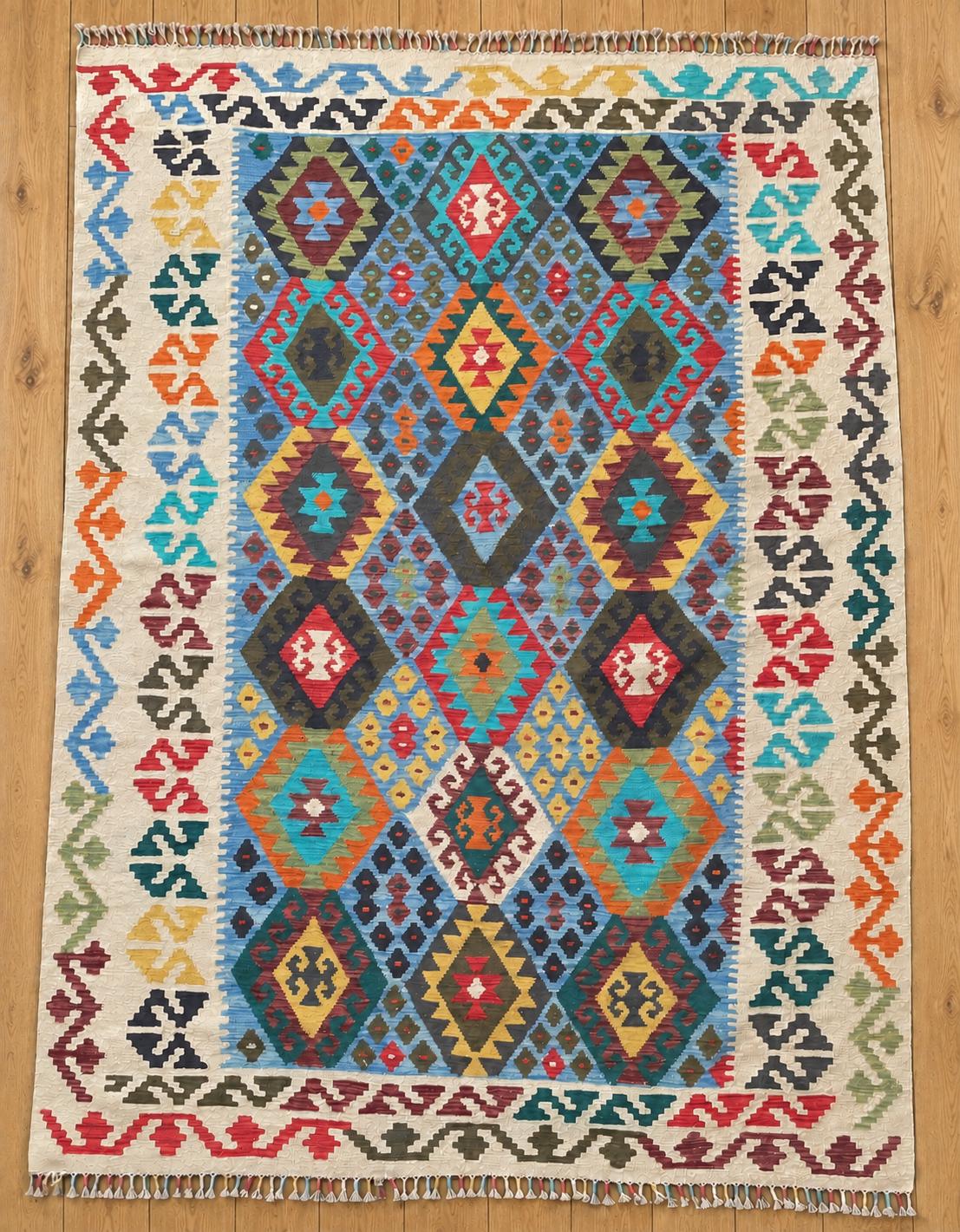 Kelim 88/05 Hand-Woven Afghan Wool Rug 6095 240 x 179cm