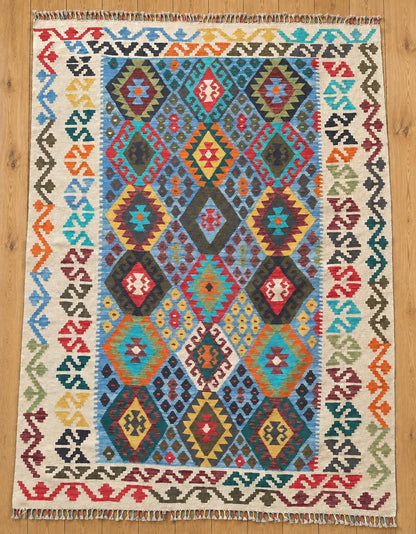 Kelim 88/05 Hand-Woven Afghan Wool Rug 6095 240 x 179cm