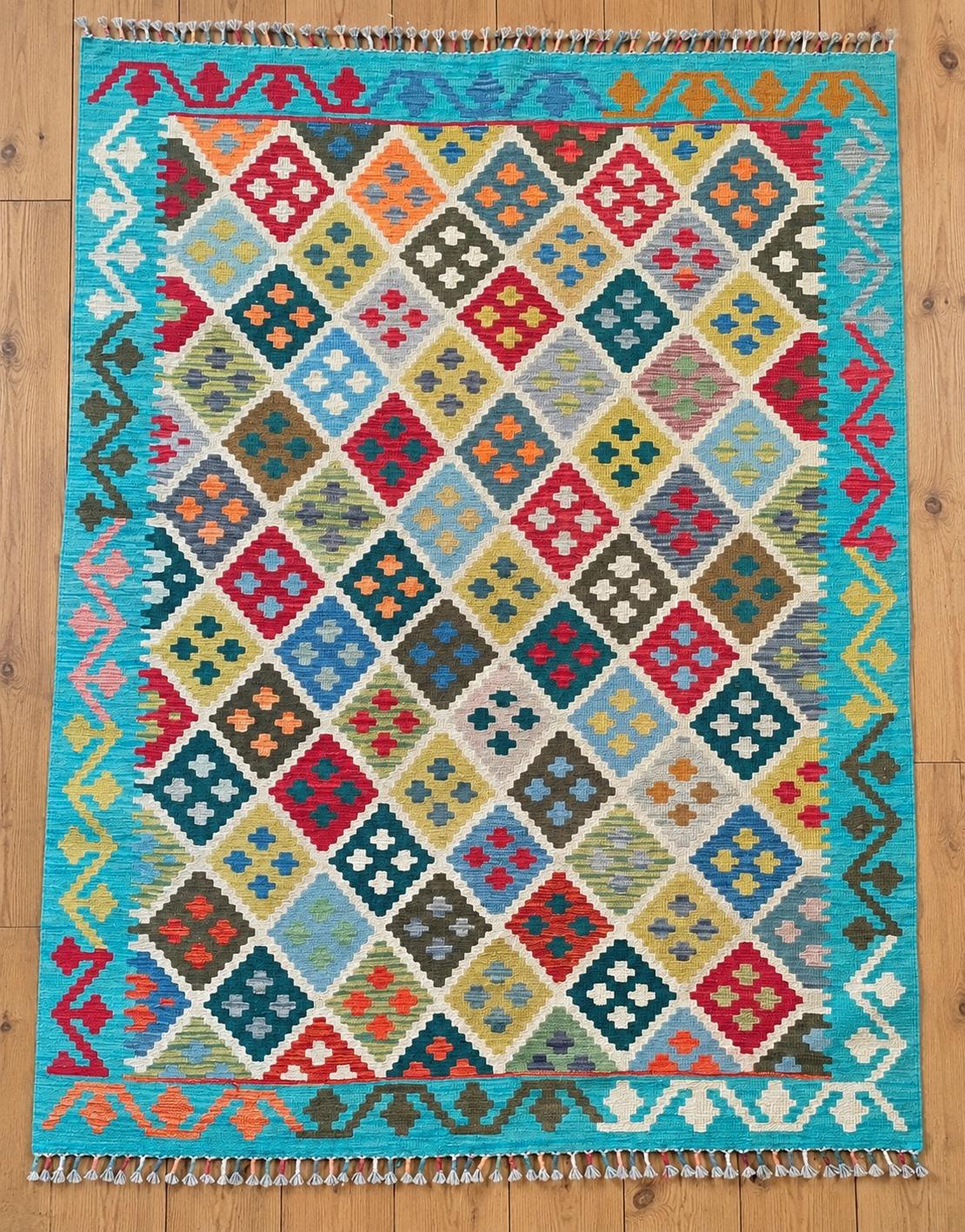 Kelim 56/05 Hand-Woven Afghan Wool Rug 6063 200 x 150cm