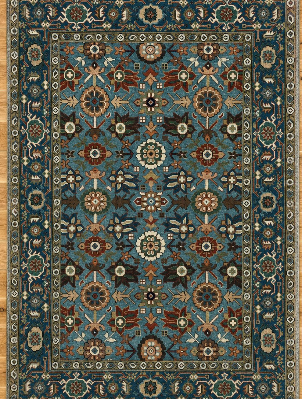 Traditional Hand-Knotted Indian Wool Rug 3819 183 x 126cm