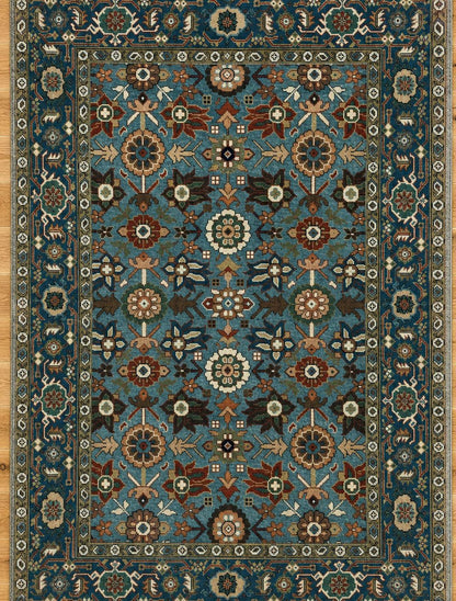 Traditional Hand-Knotted Indian Wool Rug 3819 183 x 126cm