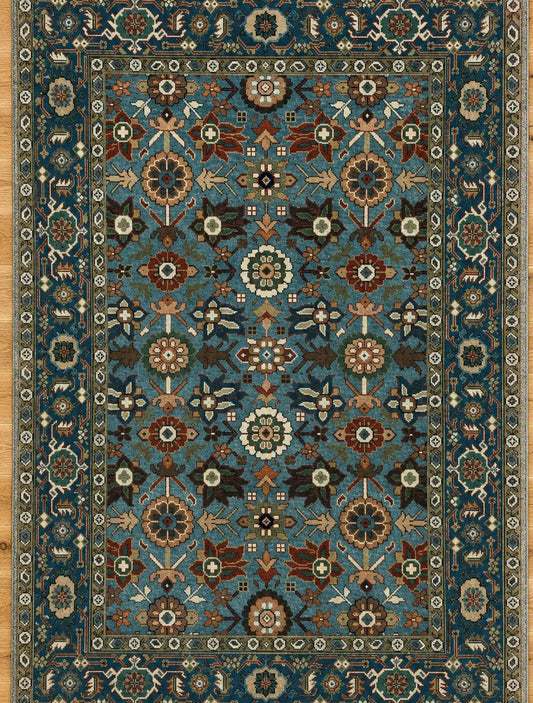 Traditional Hand-Knotted Indian Wool Rug 3819 183 x 126cm