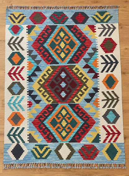 Kelim 61/05 Hand-Woven Afghan Wool Rug 6068 174 x 128cm