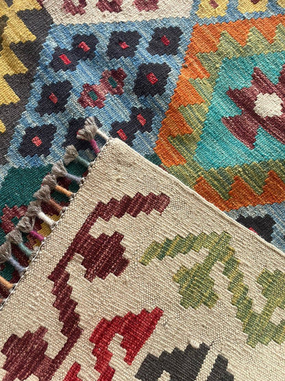Kelim 88/05 Hand-Woven Afghan Wool Rug 6095 240 x 179cm