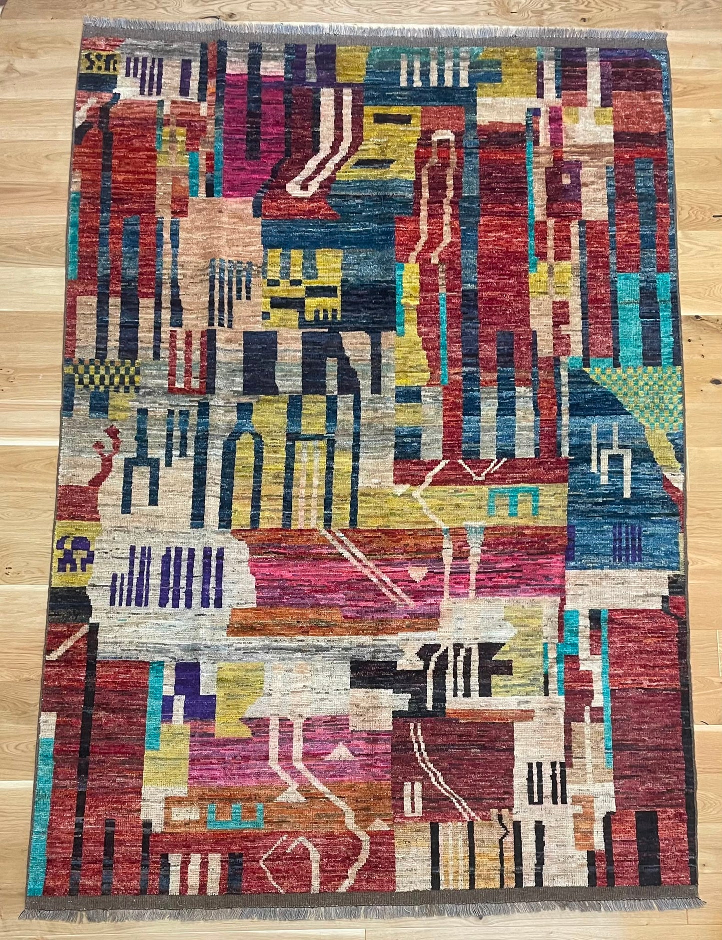 Zulai Hand Knotted Afghan Wool Rug 244 x 175cm 6159