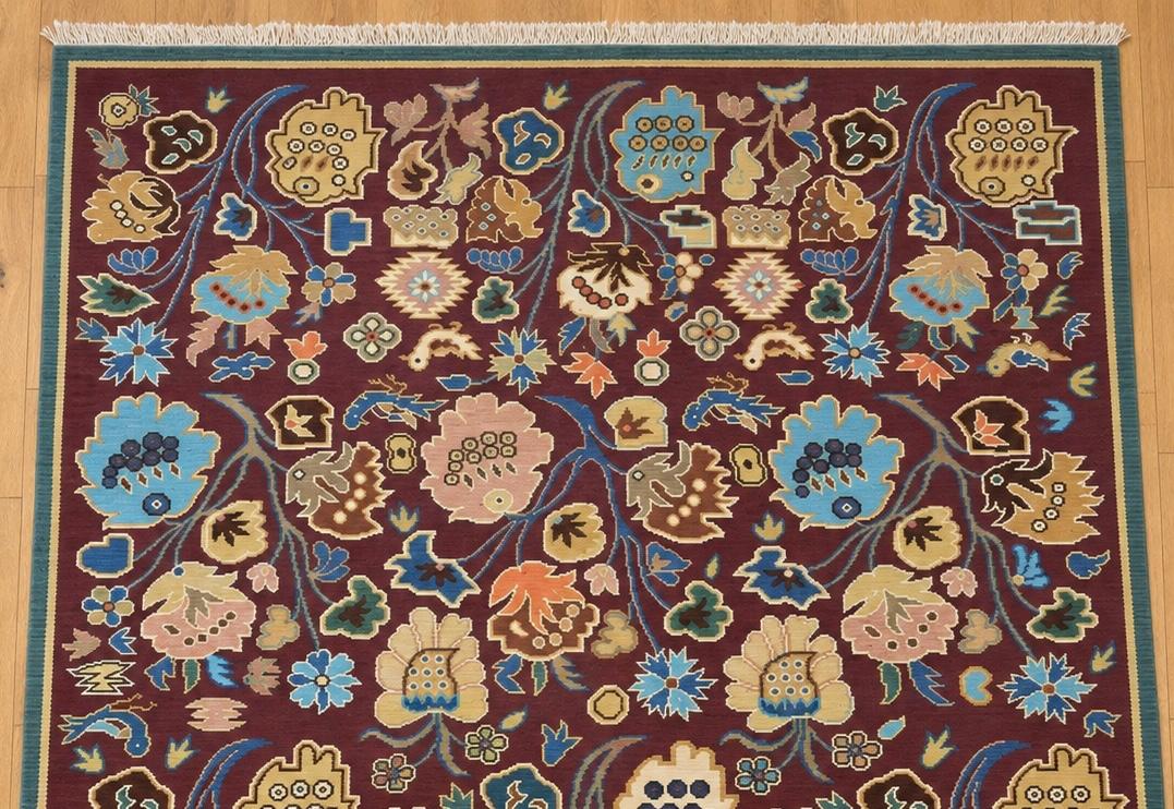 Georgian Flower Hand-Woven Indian Wool Rug 2 11250 395 x 257cm