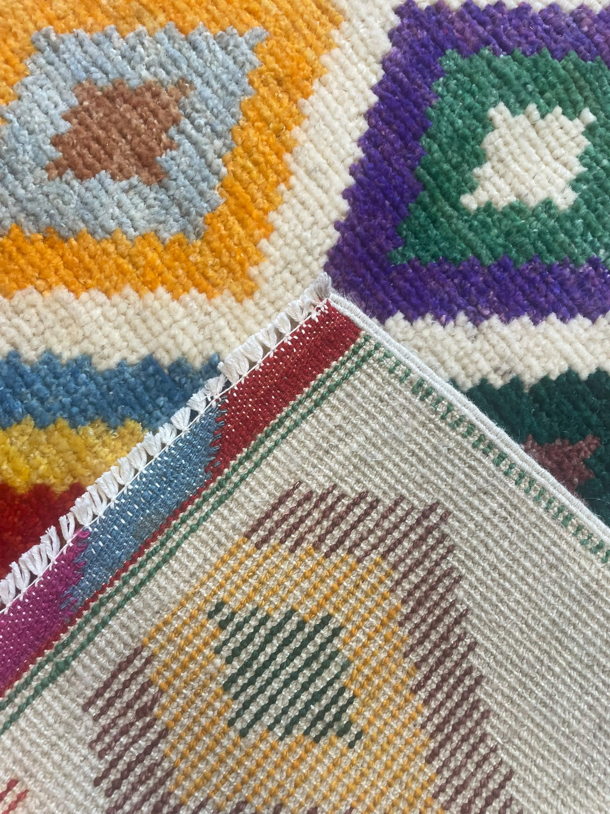 Moroccan Design Hand-Knotted Afghan Wool Rug 5771 180 x 123cm