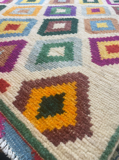 Moroccan Design Hand-Knotted Afghan Wool Rug 5771 180 x 123cm