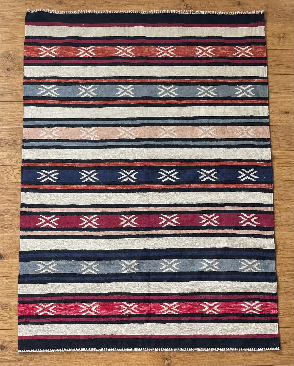 Lahore Kelim 2 Hand-Woven Afghan Wool Rug 5522 213 x 154cm