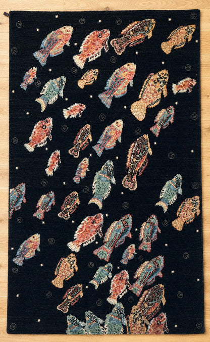 Ocean Shoal Hand Knotted Indian Wool Rug 12309 155 x 95cm
