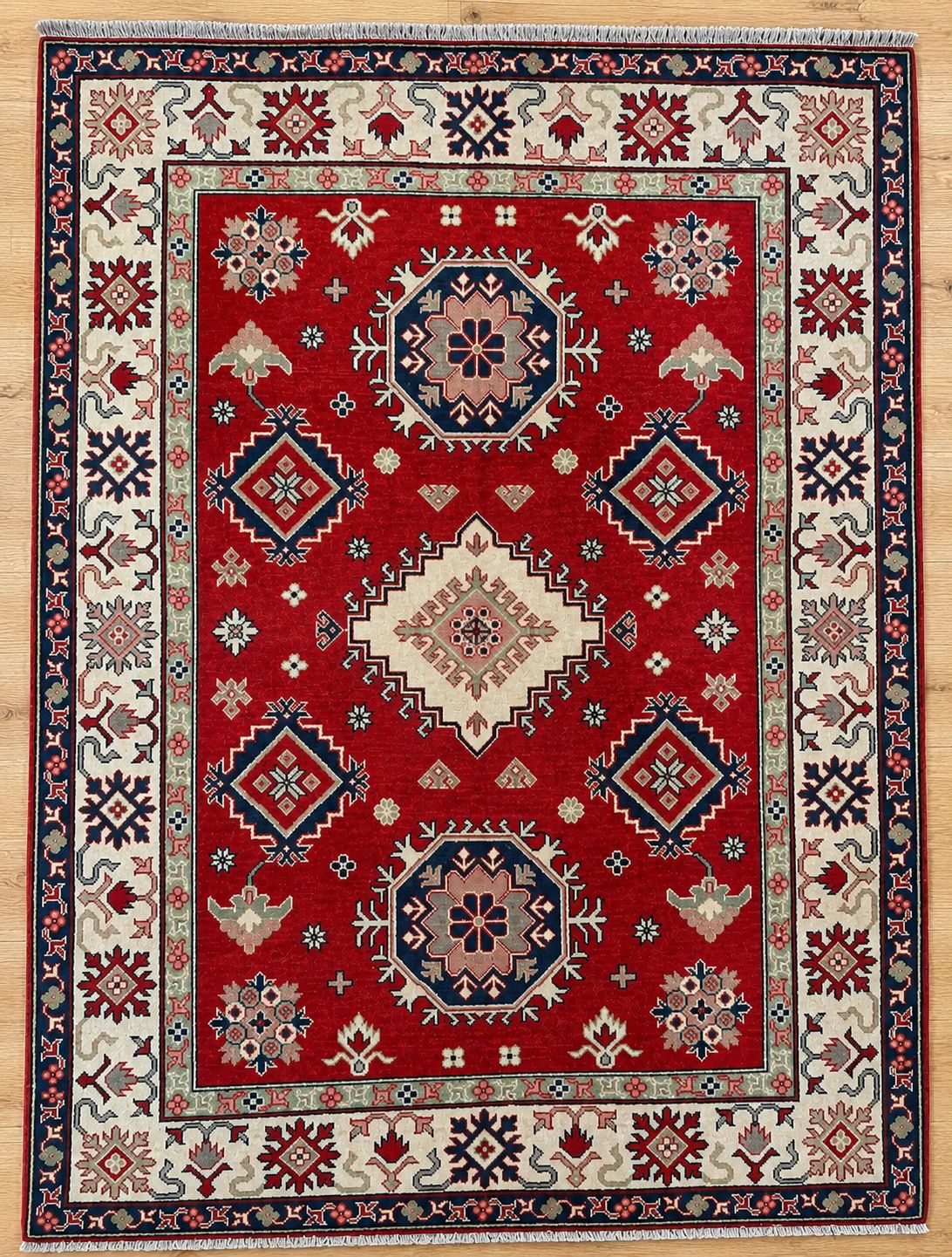 Kazak Hand Knotted Pakistani Wool Rug 5987 198 x 153cm