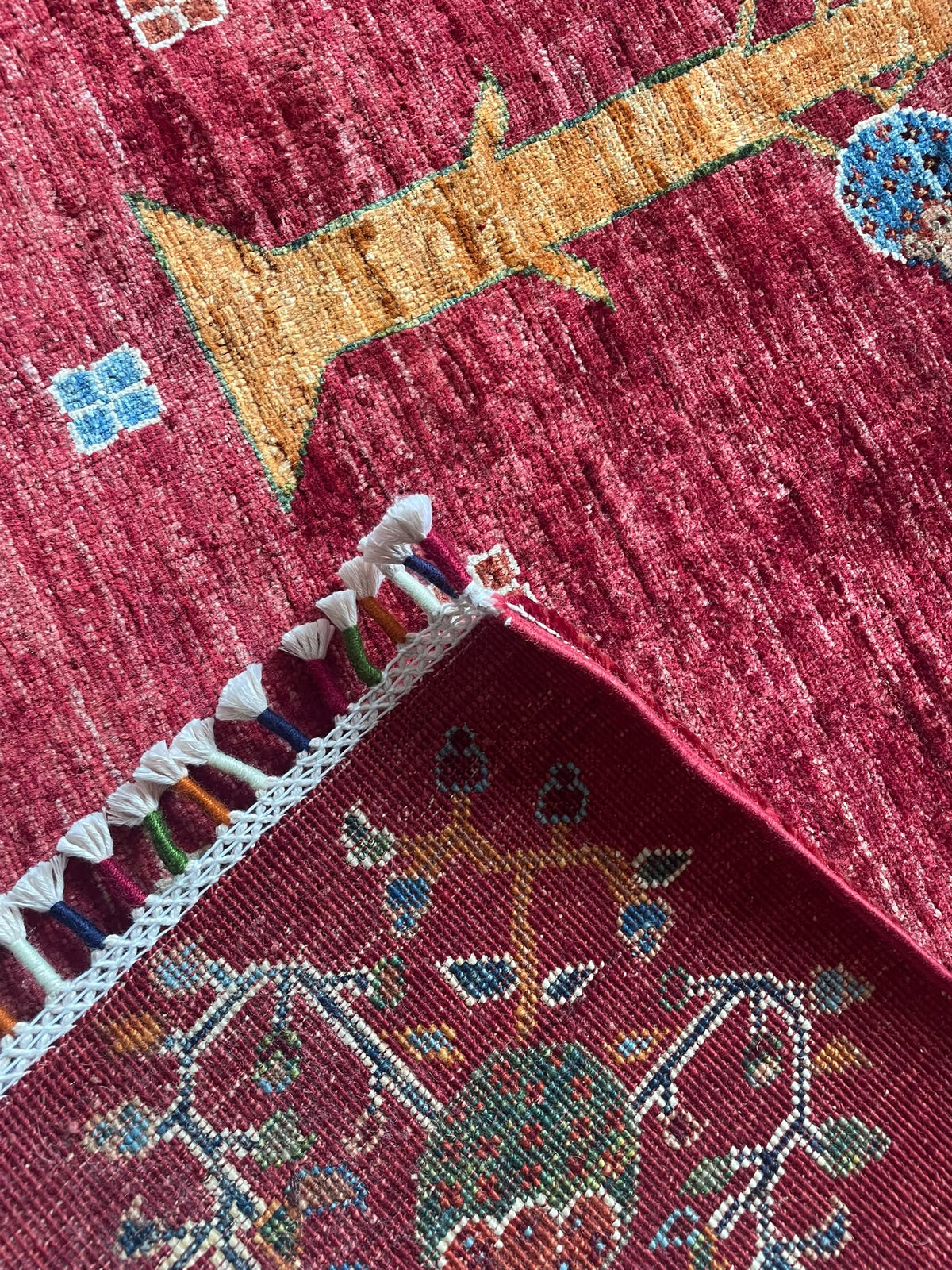 Tree Design Hand-Knotted Afghan Wool Rug 5996 196 x 150cm