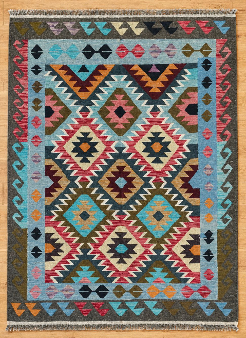 Kelim Hand Woven Afghan Wool Rug 19/05 6026 195 x 153cm