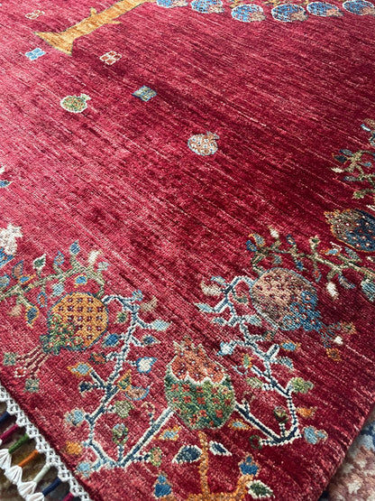 Tree Design Hand-Knotted Afghan Wool Rug 5996 196 x 150cm