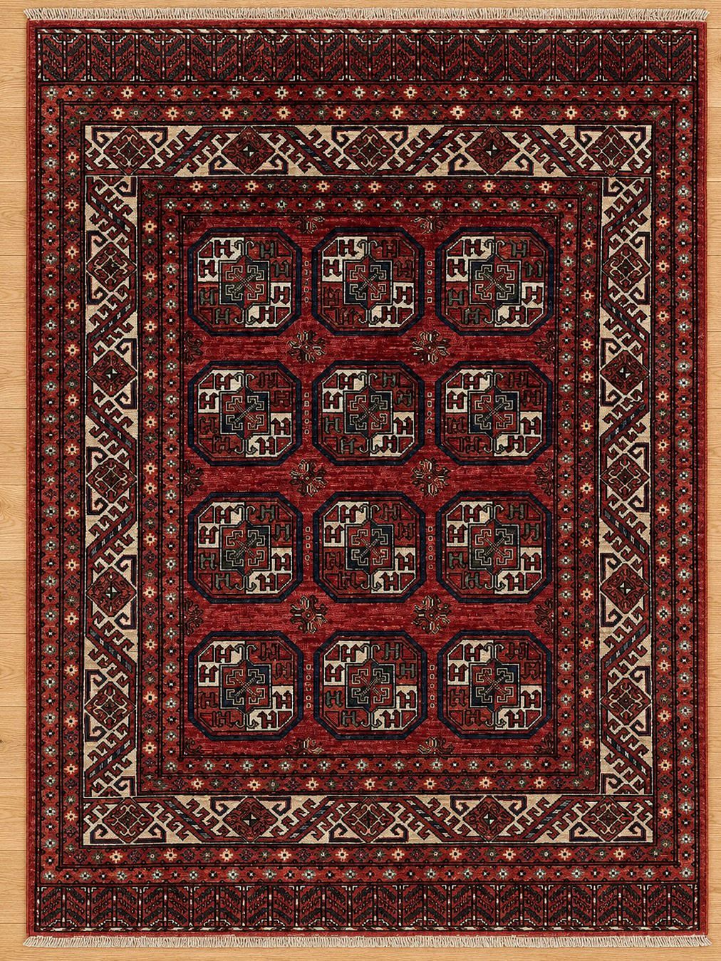 Esari Design Hand Knotted Afghan Wool Rug 5613 206 x 150cm