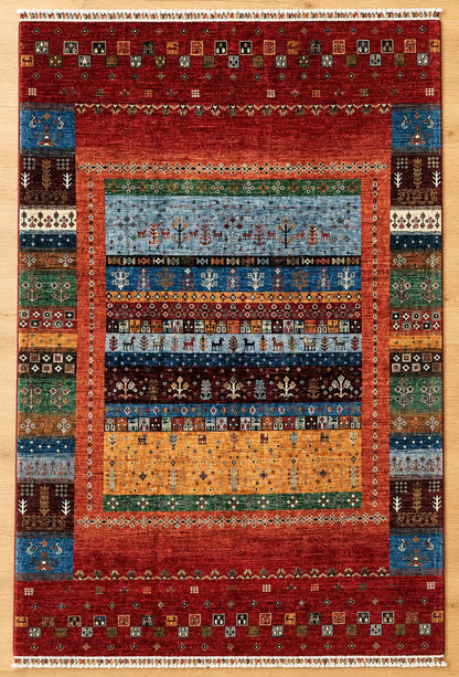 Gabbeh Design Hand Knotted Afghan Wool Rug 6002 242 x 169cm