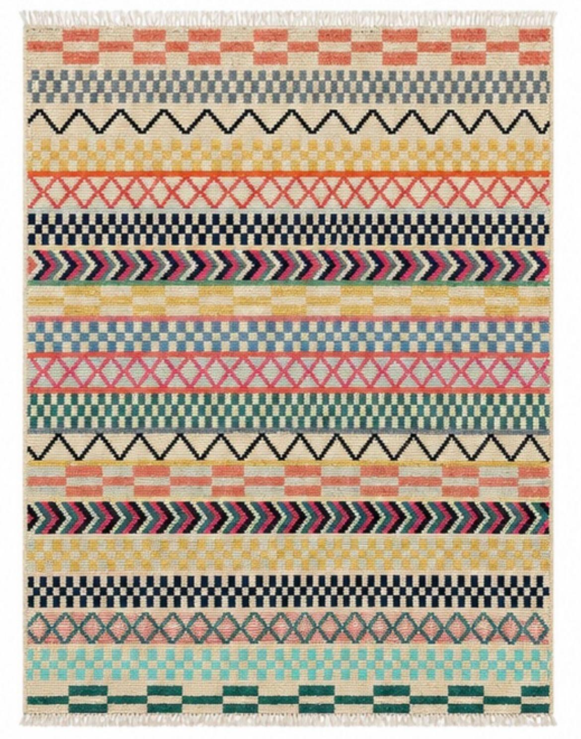 Moroccan Design Hand Knotted Afghan Wool Rug 5969 175 x 126cm