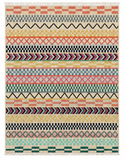 Moroccan Design Hand Knotted Afghan Wool Rug 5969 175 x 126cm