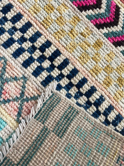Moroccan Design Hand Knotted Afghan Wool Rug 5969 175 x 126cm