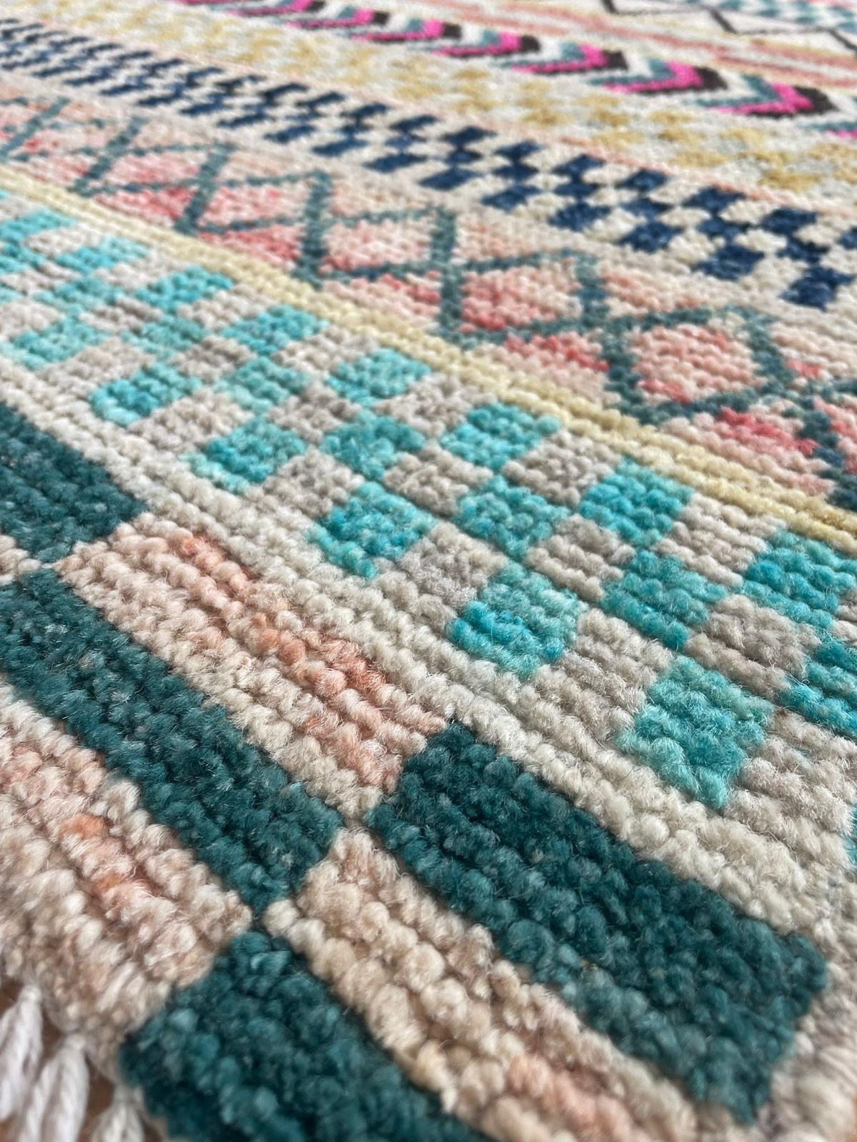 Moroccan Design Hand Knotted Afghan Wool Rug 5969 175 x 126cm