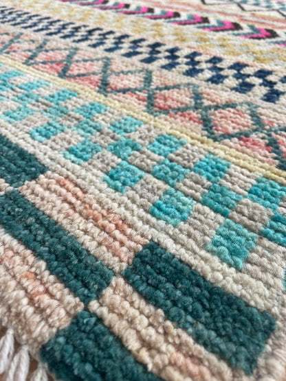 Moroccan Design Hand Knotted Afghan Wool Rug 5969 175 x 126cm