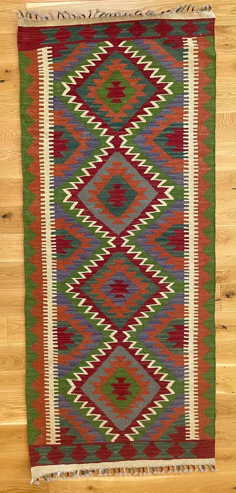 Kelim Hand Woven Afghan Wool Kelim 6072 210 x 90cm