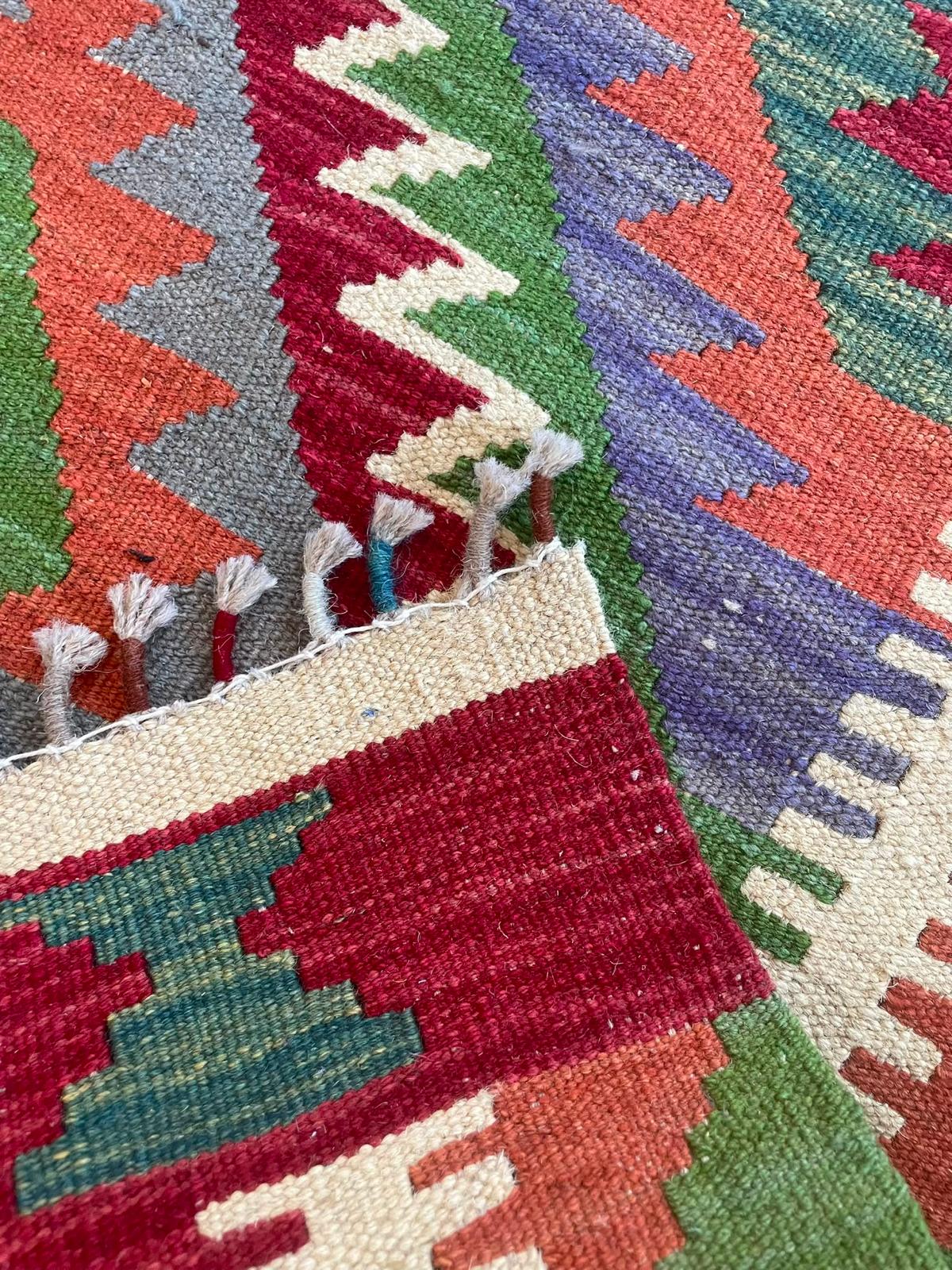 Kelim Hand Woven Afghan Wool Kelim 6072 210 x 90cm