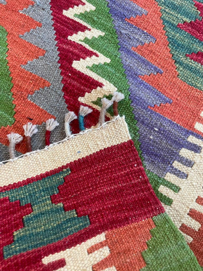 Kelim Hand Woven Afghan Wool Kelim 6072 210 x 90cm