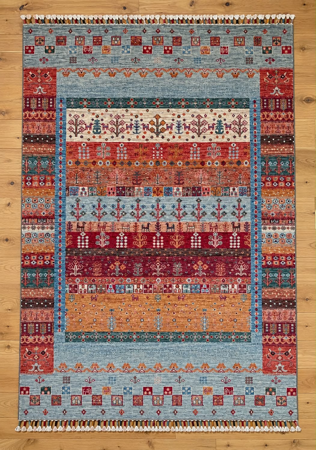 Loribaft Hand-Knotted Afghan Wool Rug 6184 187 x 125cm