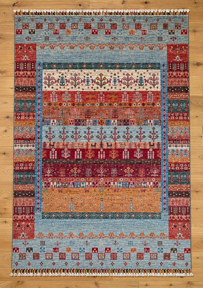 Loribaft Hand-Knotted Afghan Wool Rug 6184 187 x 125cm