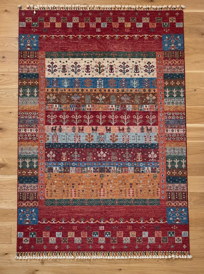 Loribaft Hand-Knotted Afghan Wool Rug 6184 187 x 125cm