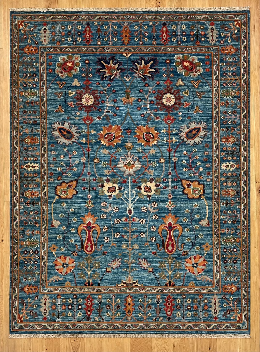Moonlight Garden hand-Knotted Afghan Wool Rug 6185 195 x 148cm