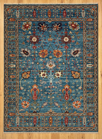 Moonlight Garden hand-Knotted Afghan Wool Rug 6185 195 x 148cm