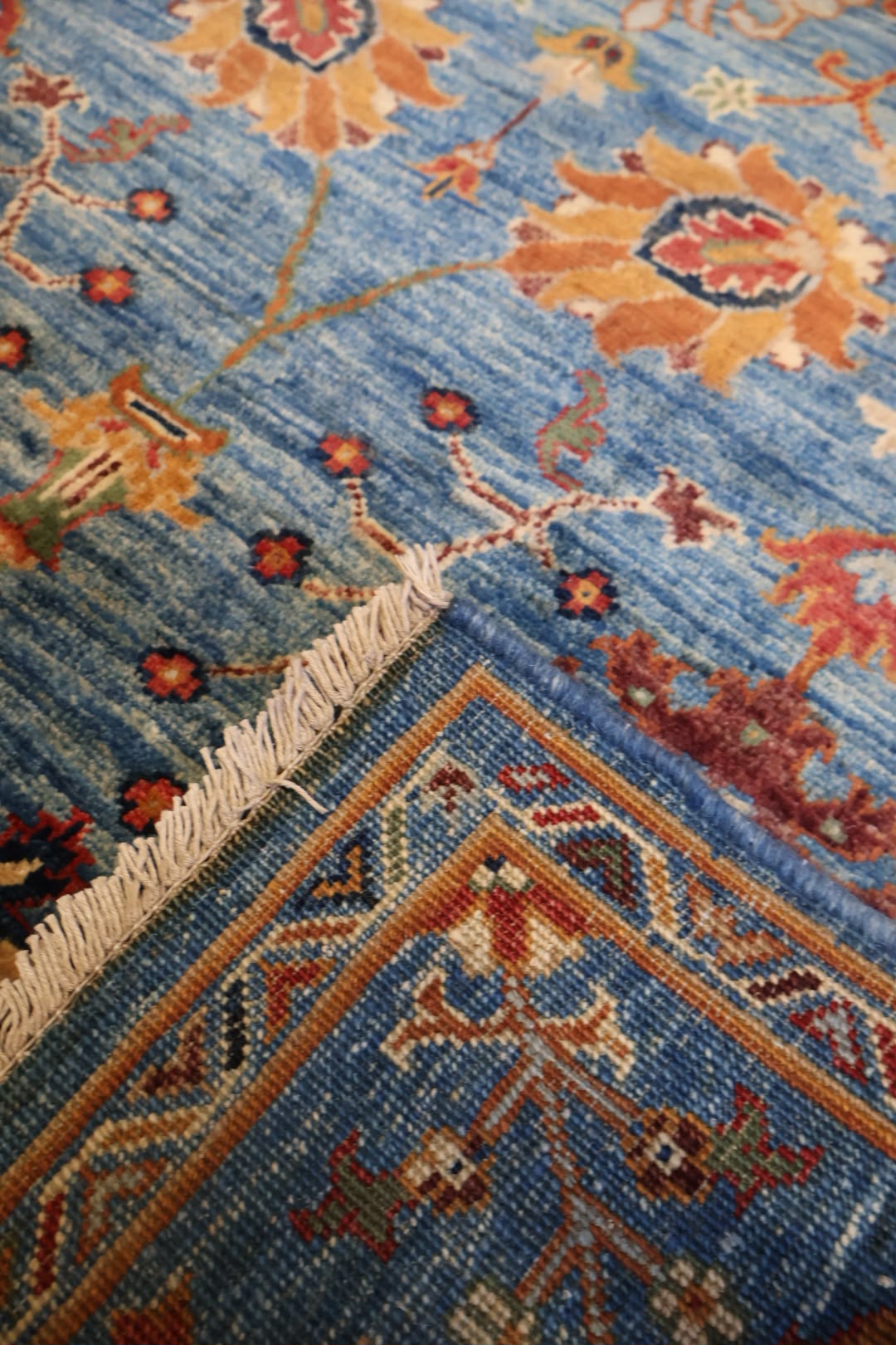 Moonlight Garden hand-Knotted Afghan Wool Rug 6185 195 x 148cm