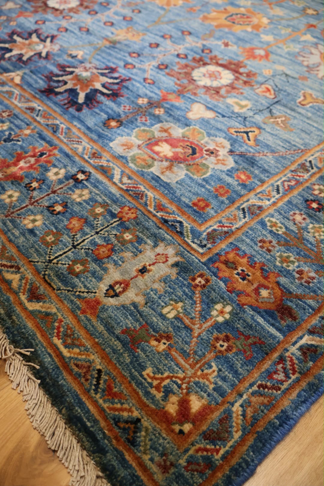 Moonlight Garden hand-Knotted Afghan Wool Rug 6185 195 x 148cm