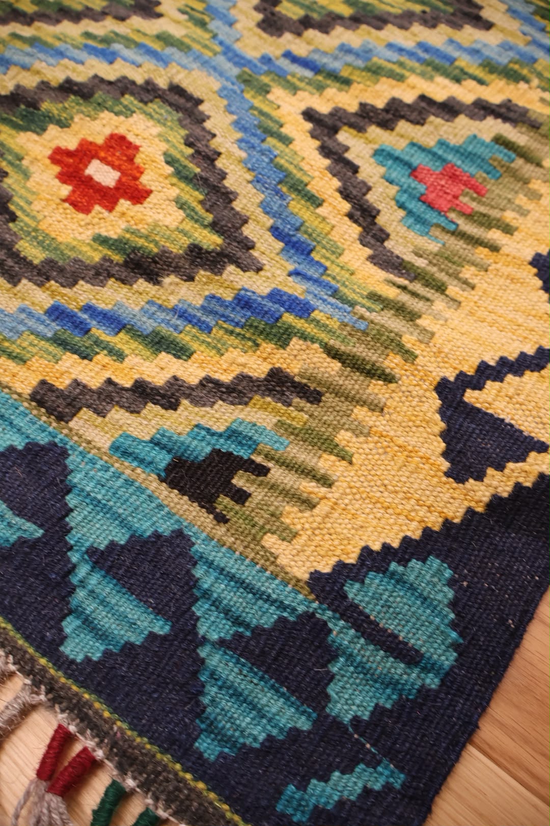 Kabul Kelim Hand-Knotted Afghan Wool Rug 6216 203 x 84cm