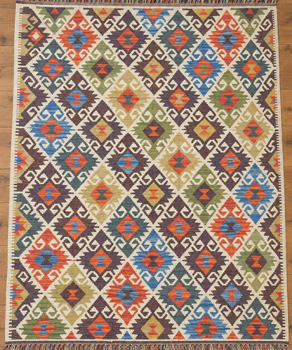Kabul Kelim Hand - Woven Afghan Wool Rug 6250 191 x 148cm