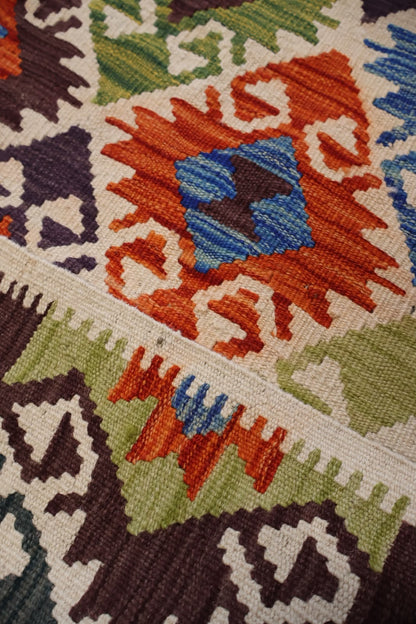 Kabul Kelim Hand - Woven Afghan Wool Rug 6250 191 x 148cm